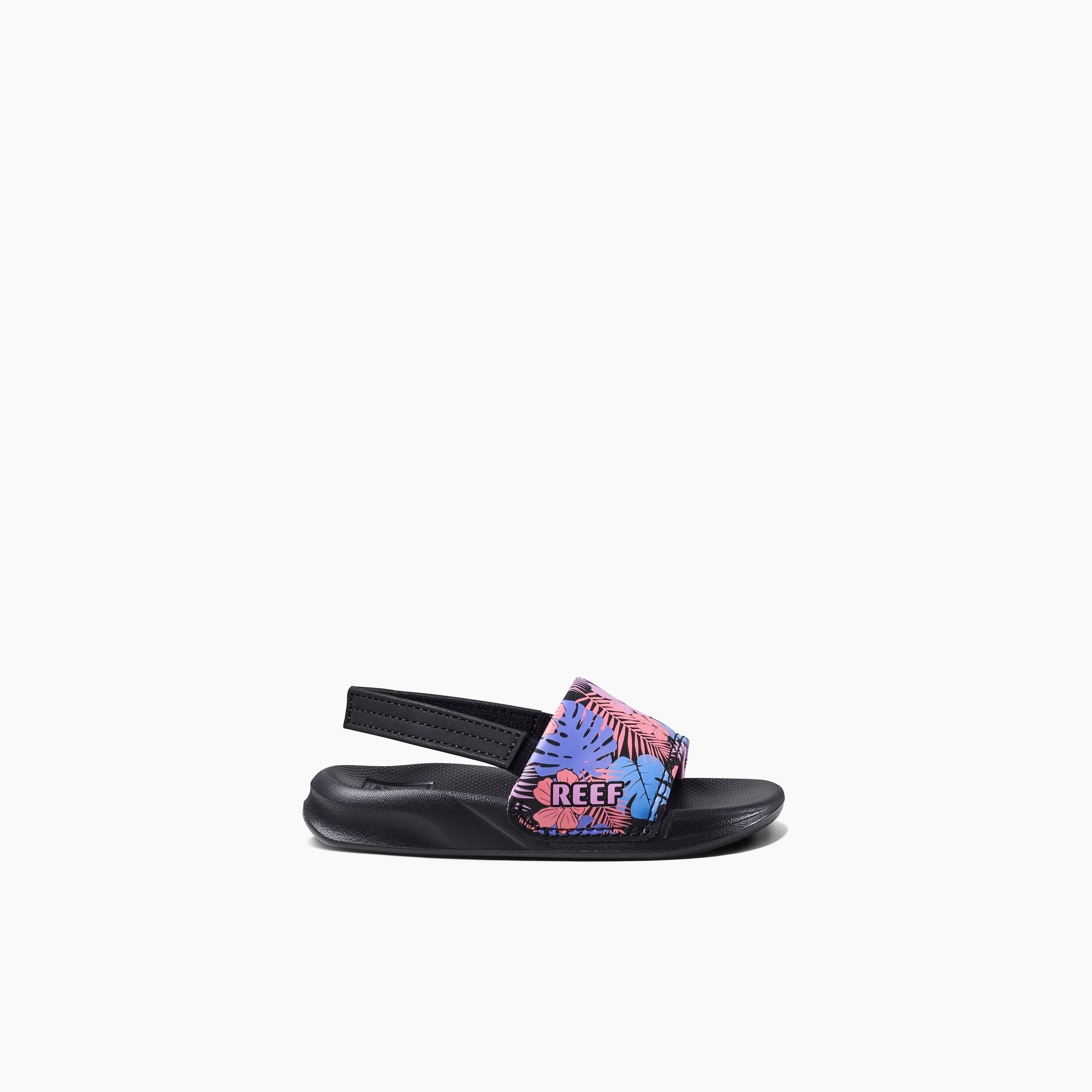Girl's Little One Slides in Purple Fronds side view