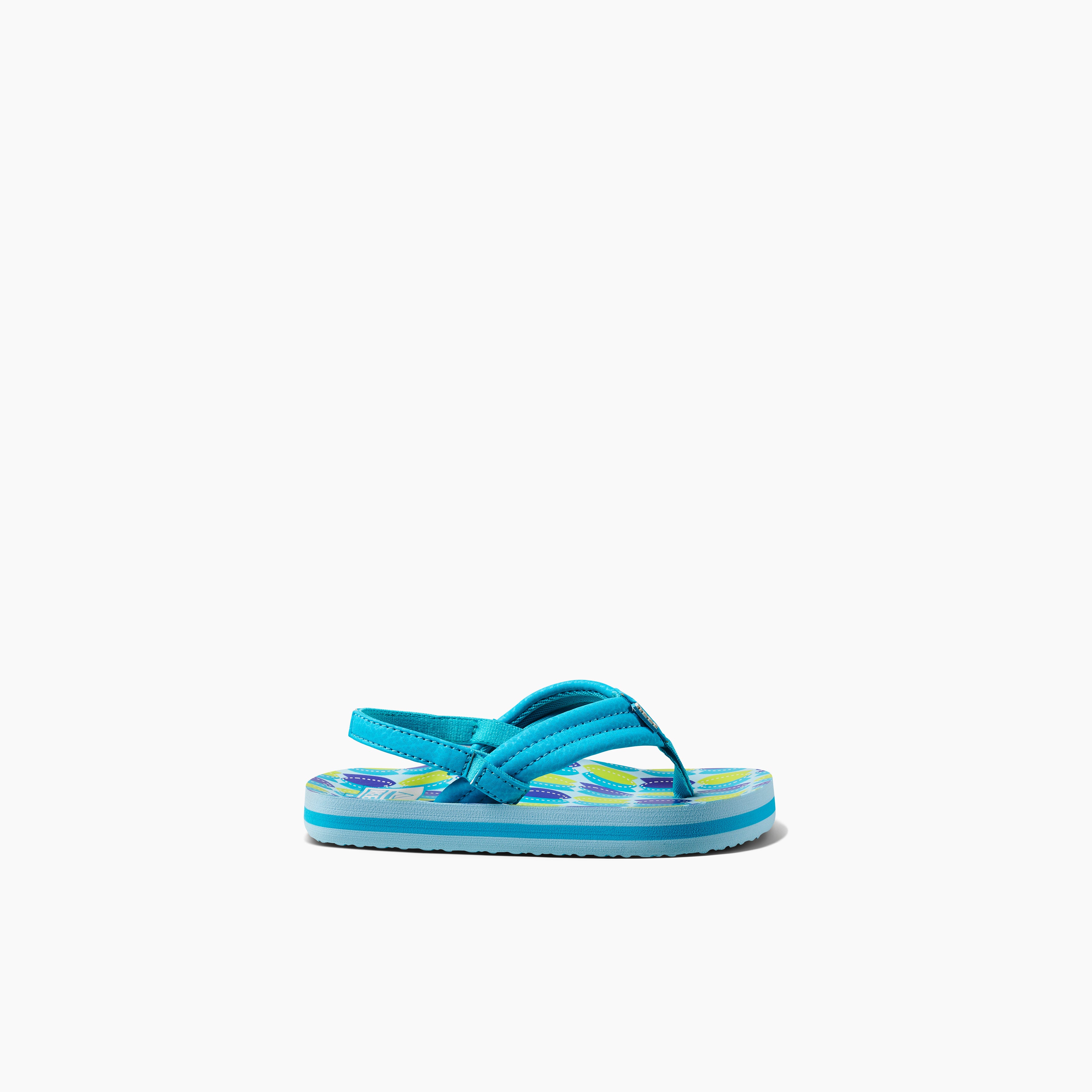Boy's Little Ahi Sandals in Blue Fish side view