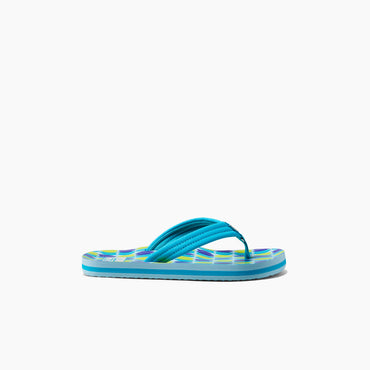 Boy's Kids Ahi Sandals in Blue Fish side view