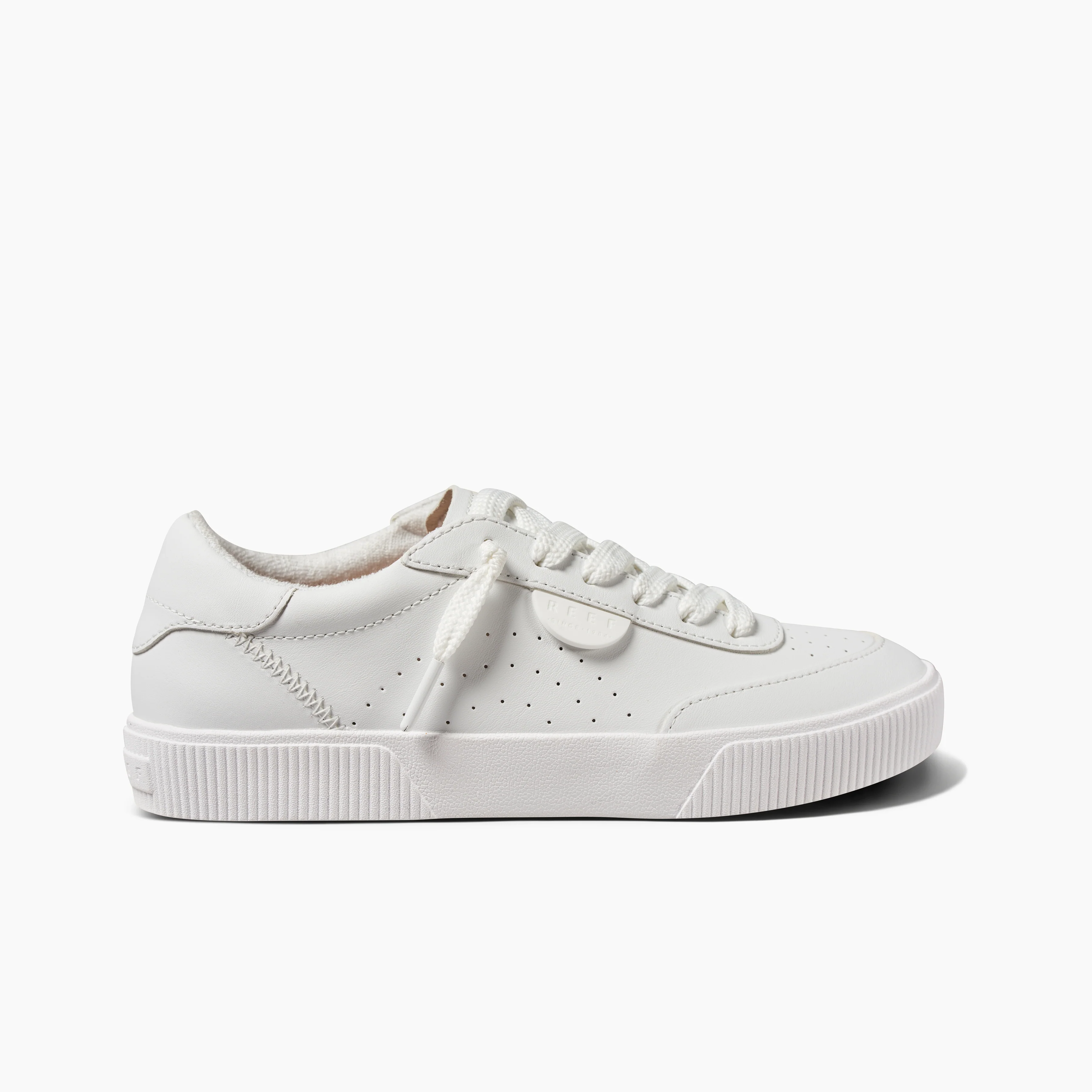 Lay Day Seas: Women's White Leather Sneakers side view