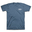 Doug Short Sleeve Tee in blue with surf club graphic, soft cotton fabric, laid flat for beach-inspired comfort apparel.