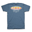 Doug Short Sleeve Tee in blue showing back with vintage REEF Surf Club graphic, comfortable cotton for beach lifestyle.