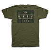 Back view of Leafline Short Sleeve Tee in olive green with tonal tropical print and REEF branding, comfortable casual apparel