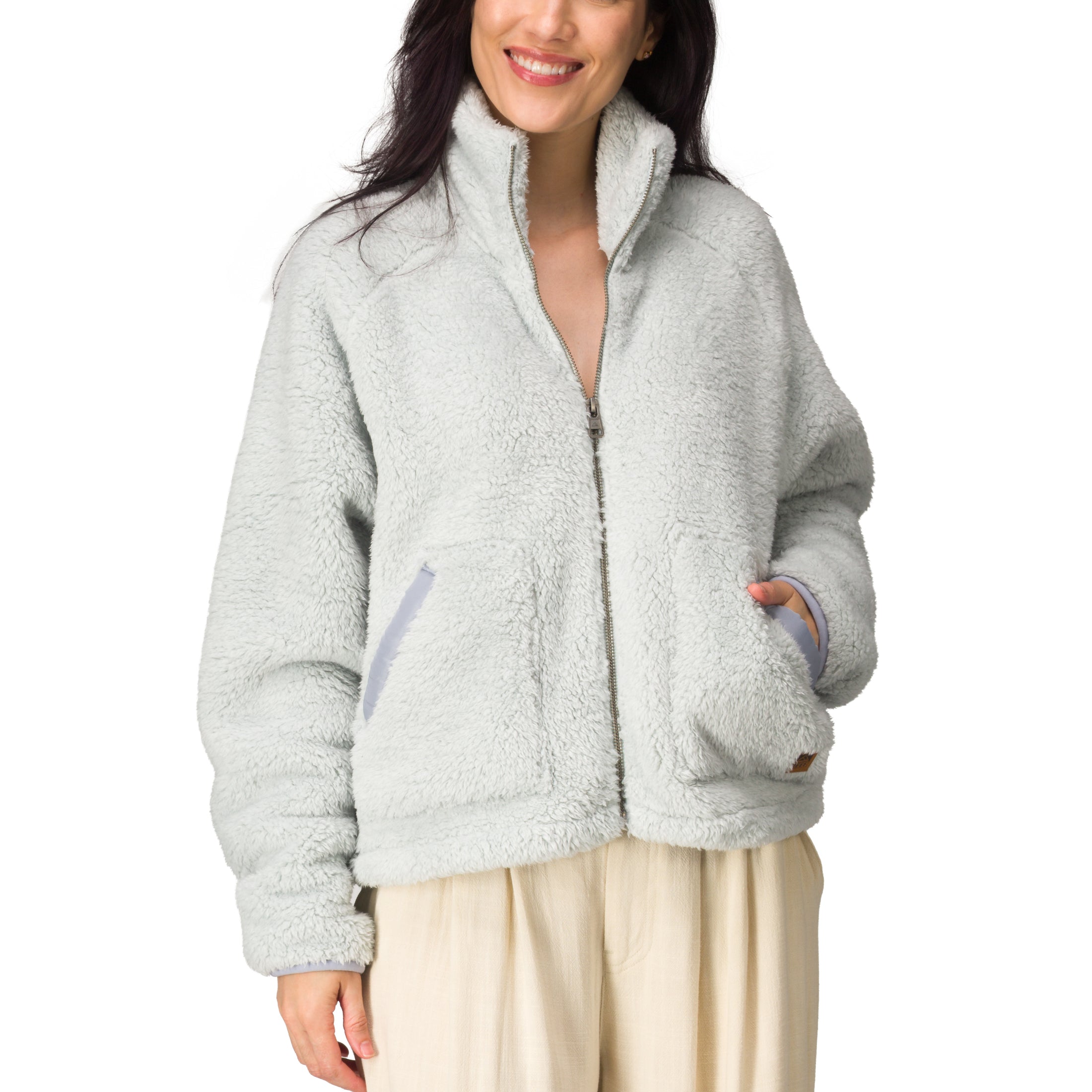 Front view of Pilot Sherpa 2.0 jacket in light gray with cozy double-sided fleece and zip-front design, from StoreRank.ai All Products.