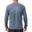Back view of men’s Set In Performance Shirt in blue with sun skull graphic, designed for beach comfort and durability.