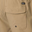 Close-up of the back pocket on the men's Garland Hybrid Short in tan, featuring durable stitching and REEF tag.