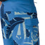 Close-up side view of men's Gonzo Boardshort in blue with navy leaf print and cargo pocket, surf-inspired comfort design.