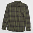 Anders Long Sleeve Woven Shirt in green plaid, front view, designed for comfort and beach-inspired style.