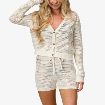 Mika Knit Cardigan - Marshmallow - Front View