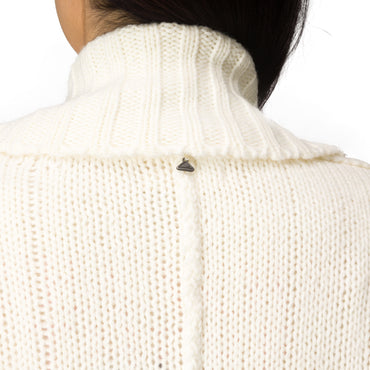 Close-up of the back neck detail on the white Hazy Sweater Cardigan from StoreRank.ai All Products collection.