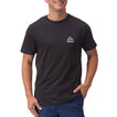 Front view of a man wearing a black Shells Tee by REEF, designed for comfort and beach-inspired casual wear.