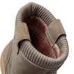 Campfire Ember close up of the heel collar facing forward with soft lining and stitched panels