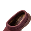 Campfire Lodge clog facing lower left, close-up of the plush plaid-lined opening and cushioned collar