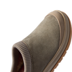 Campfire Lodge clog facing right in close-up, showing its premium suede upper and soft plaid-lined opening