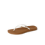 Cushion Slim women's sandal facing right, white straps with tan cushioned footbed, surf-inspired comfort and arch support.