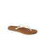 Cushion Slim white and tan flip flop facing right with anatomical arch support and soft cushioning for beach comfort.