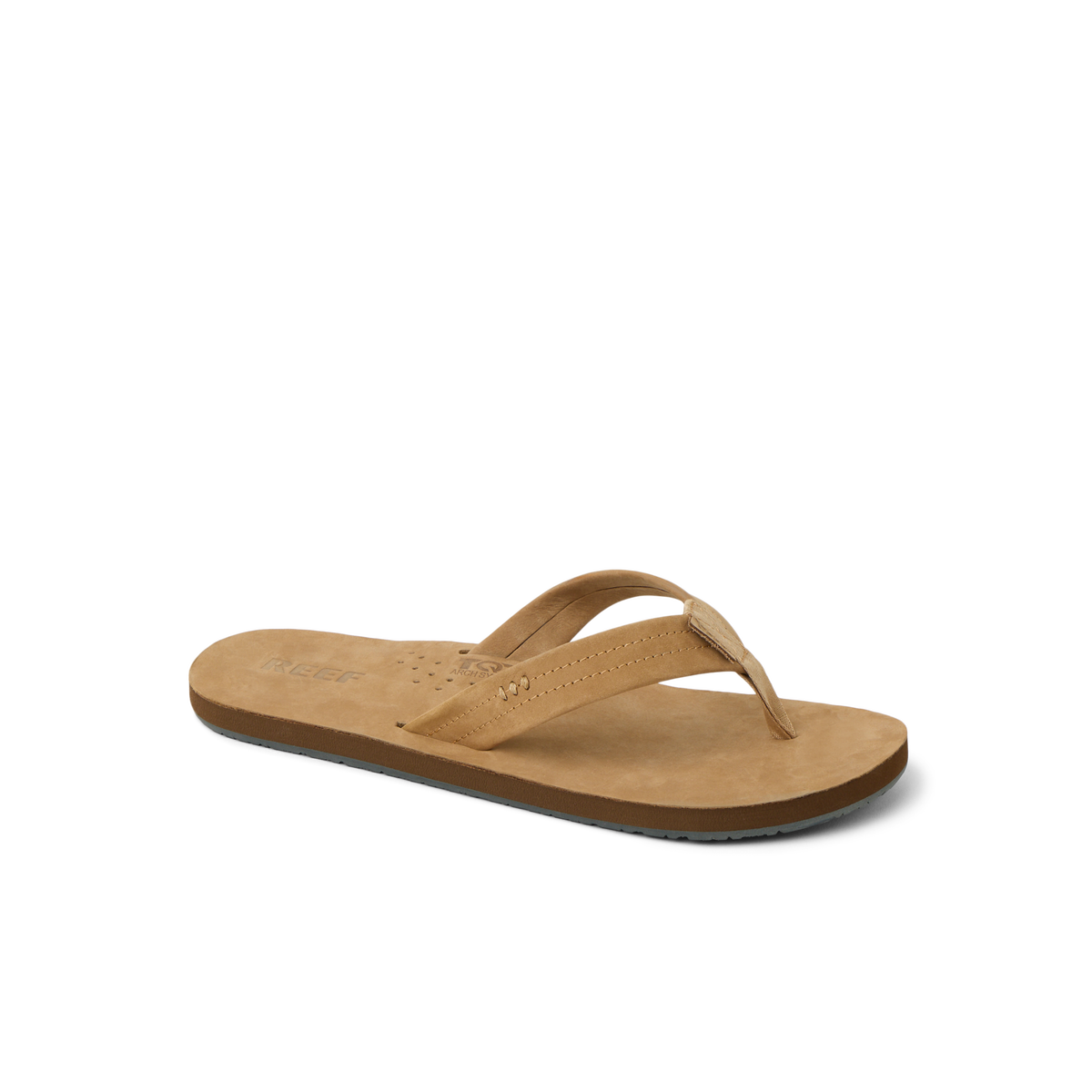 Reef Draftsmen men's leather sandal facing right with cushioned footbed and high arch support
