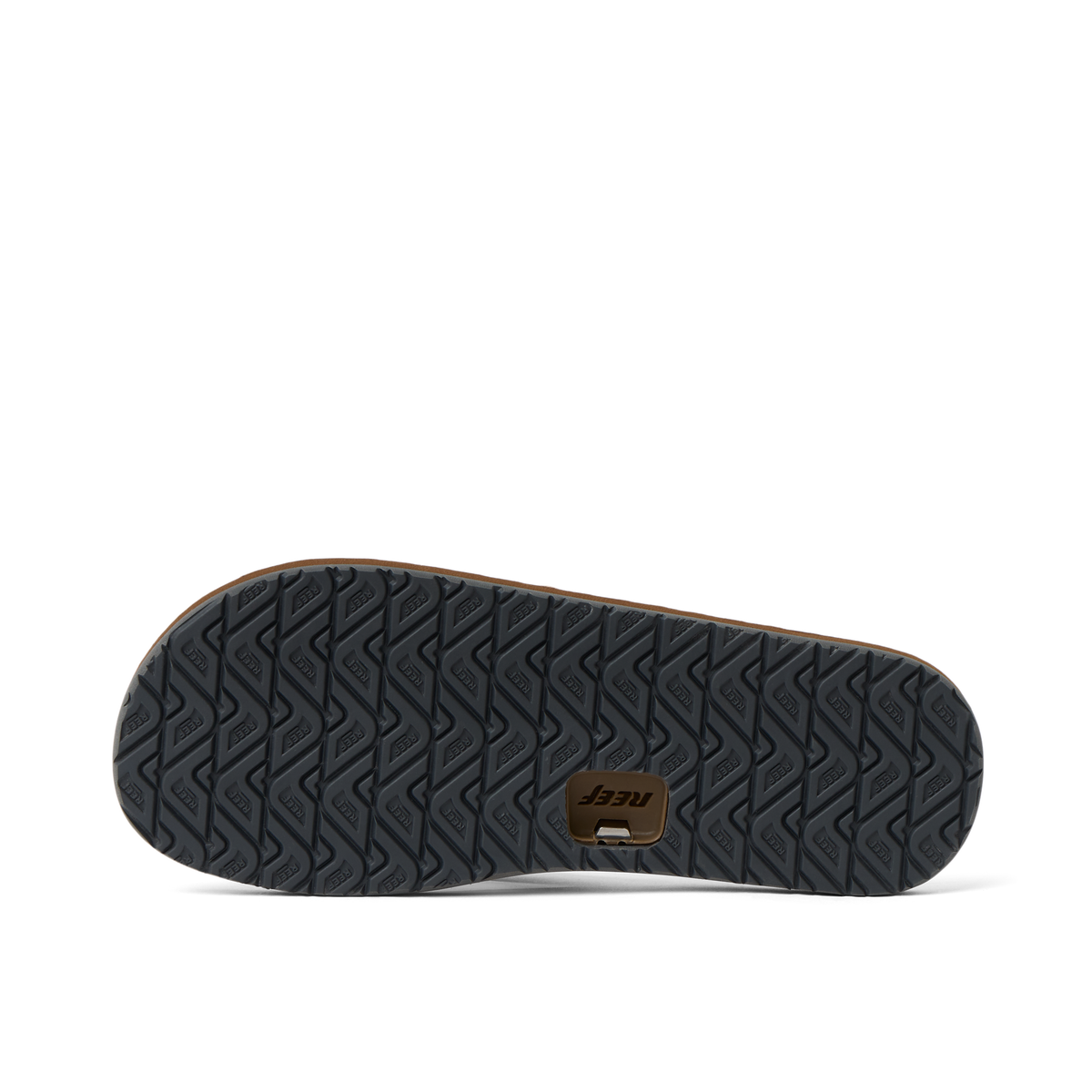 Reef Draftsmen men's sandal outsole facing right with textured traction tread and cushioned footbed sides