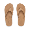 Reef Draftsmen men's tan leather sandals viewed from above, toes facing upward with cushioned footbeds and arch support