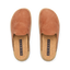 Vista Skye women’s slip-on shoes facing up, soft caramel upper, cork footbed with anatomical arch support, beach comfort design.