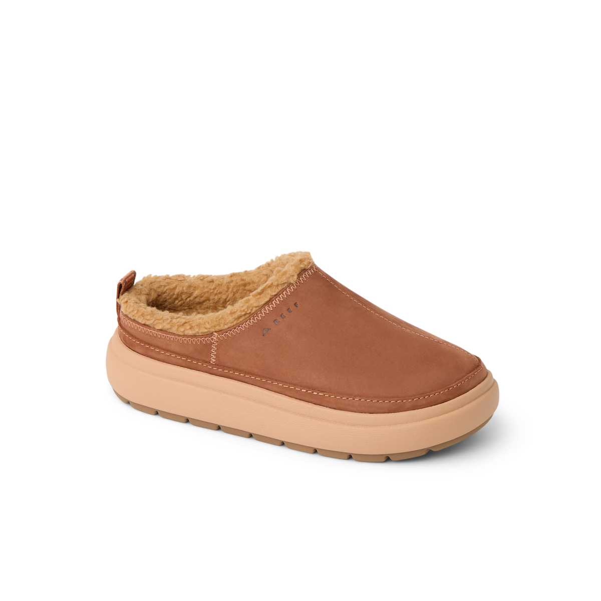 Weekend Low Brooke brown cozy slip-on shoe facing right with soft lining, arch support, and cushioned sole