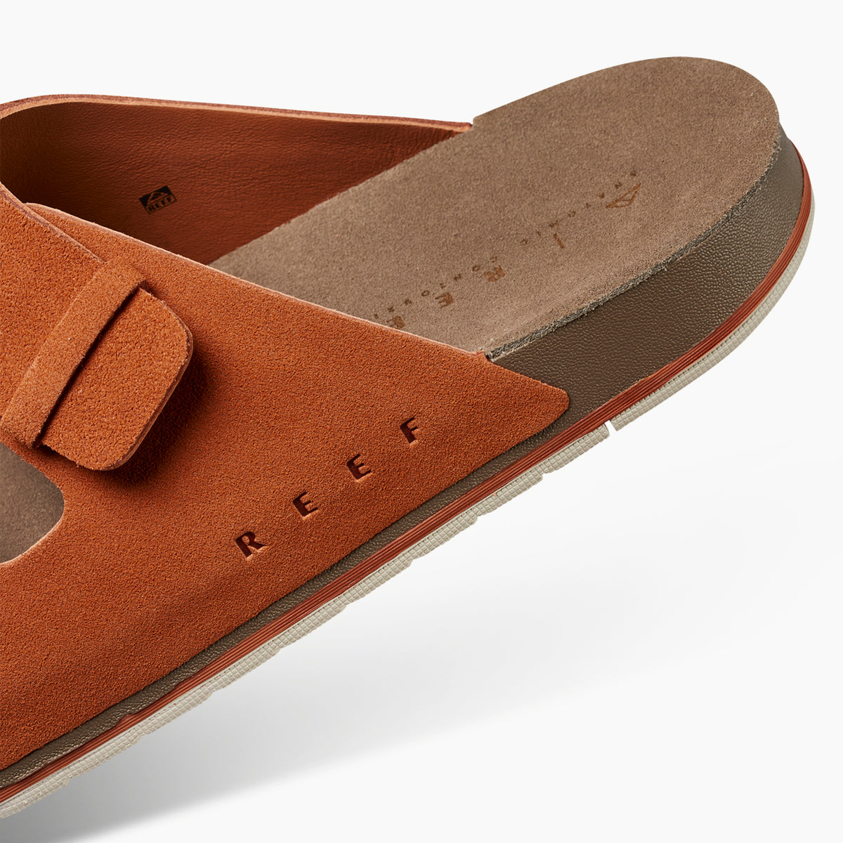 Reef Ojai Rust Orange & Brown Glove Leather Suede Flip Flops Sandals Reef Ojai Classic Thong Sandals Mens 9 Dark Brown Leather  main image 3
