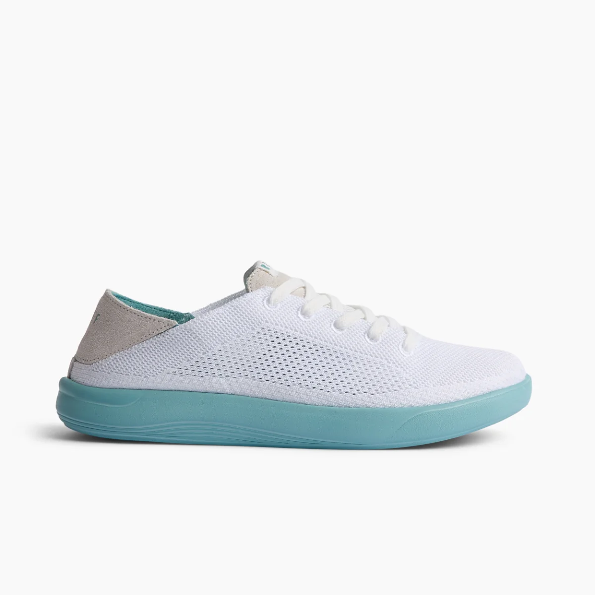REEF slip on comfort sneakers in white and light blue side view (Swellsole Neptune)