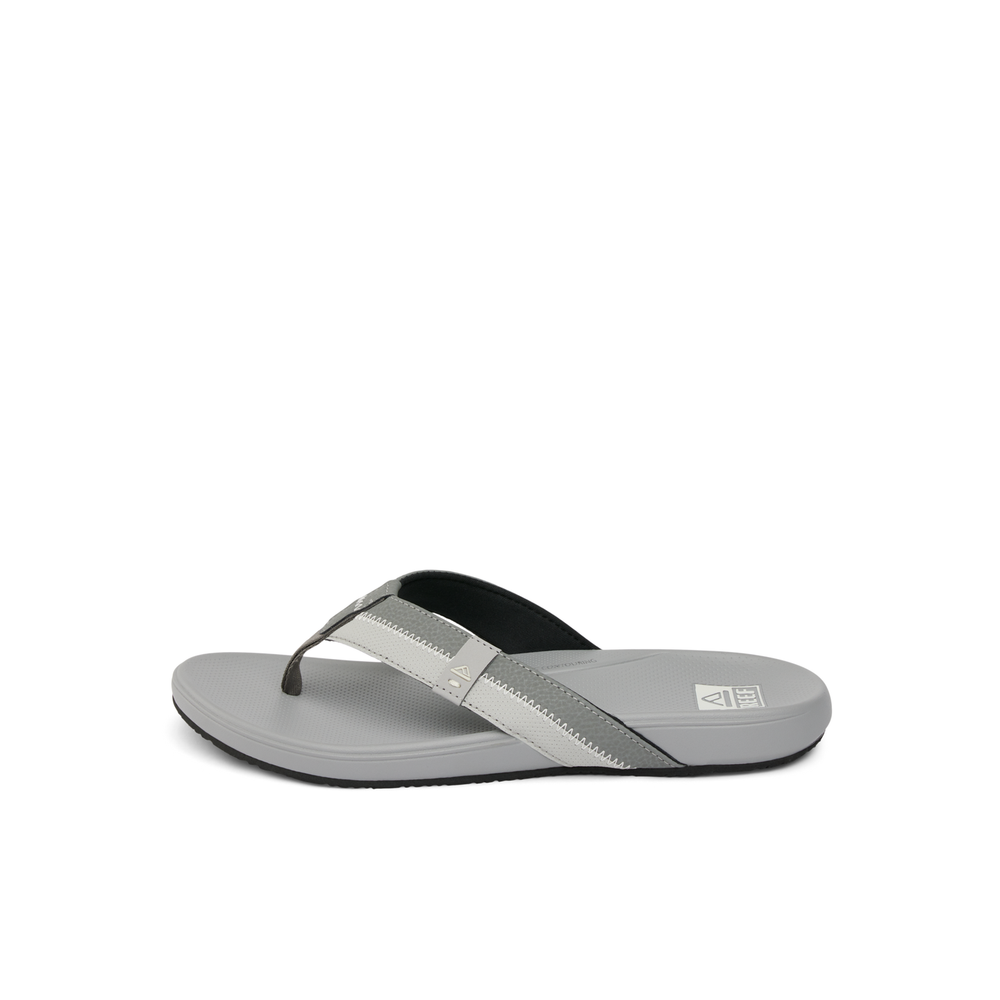 Cushion Phantom 2.0 right-facing grey sandal with anatomical arch support and soft-rebound cushioning close-up