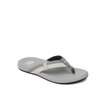 Cushion Phantom 2.0 grey sandal facing right, close-up of toe post and cushioned footbed for comfort and support