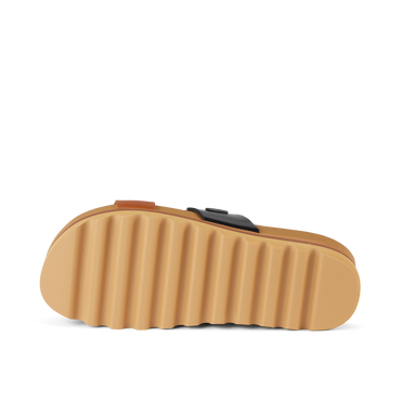 Cushion Vista Hi women's sandal sole view facing up, showing durable tread and soft-rebound cushioning design