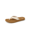 Baja Maria women's sandal facing left, close-up of soft cushioned footbed and woven cream strap for beach comfort.