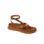 Vista Luxe Sierra women's brown leather sandal facing left, ankle strap, soft-rebound cushioning, beach-inspired comfort.