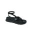 Vista Luxe Sierra black women's sandal facing right, featuring ankle strap and cushioned sole for beach comfort