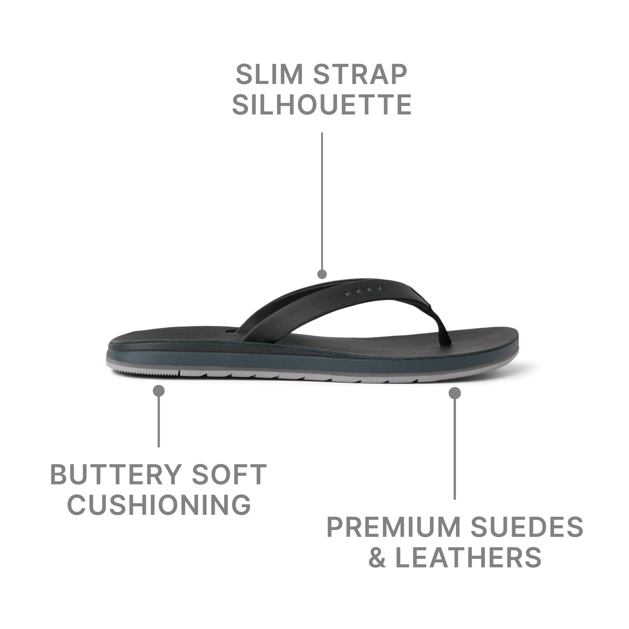 Women's Ojai Classic Slim: Leather and Suede Sandals in Black