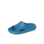 Kids Rio Slide in blue, right-facing, close-up of top and side, featuring soft cushioning and water-friendly design.
