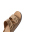 Phantom Tradewind tan men's sandal facing right, close-up of cushioned footbed and adjustable straps, beach comfort design