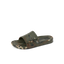 Fanning Slide H2O camo men's slide facing left, close-up of upper and footbed with comfort cushioning features.