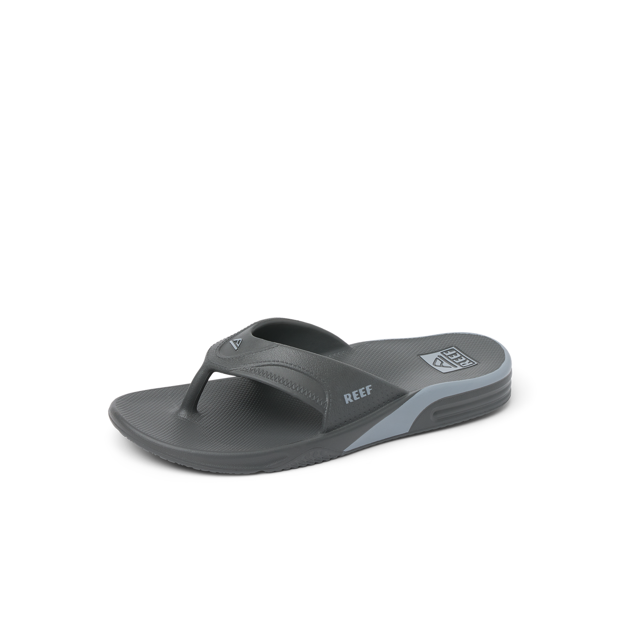 Fanning H2O grey water friendly flip flop facing left with cushioned footbed and arch support