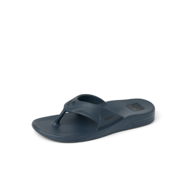 Fanning H2O men's navy blue sandal facing right showing toe post and cushioned footbed for beach comfort.