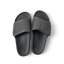 Top view of black Phantom Slab men's slides facing upward, featuring soft-rebound cushioning and anatomical arch support.