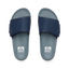 Top-down view of Phantom Slab men's slides in navy and grey, featuring comfort cushioning and anatomical arch support.