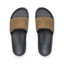 Tailslide men's slides facing forward with grey footbed and tan strap, featuring anatomical arch support and soft cushioning.