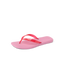 Solaye women's pink flip flop facing right with soft cushioning and anatomical arch support for beach comfort.