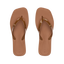 Top view of Solaye women’s brown flip flops featuring soft-rebound cushioning and anatomical arch support for beach comfort.