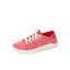 Reef Neptune women's red knit sneaker facing right, close-up of lightweight, cushioned upper and sole.