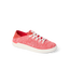 Reef Neptune women's sneaker facing right, close-up of knit fabric upper with white laces and cushioned sole