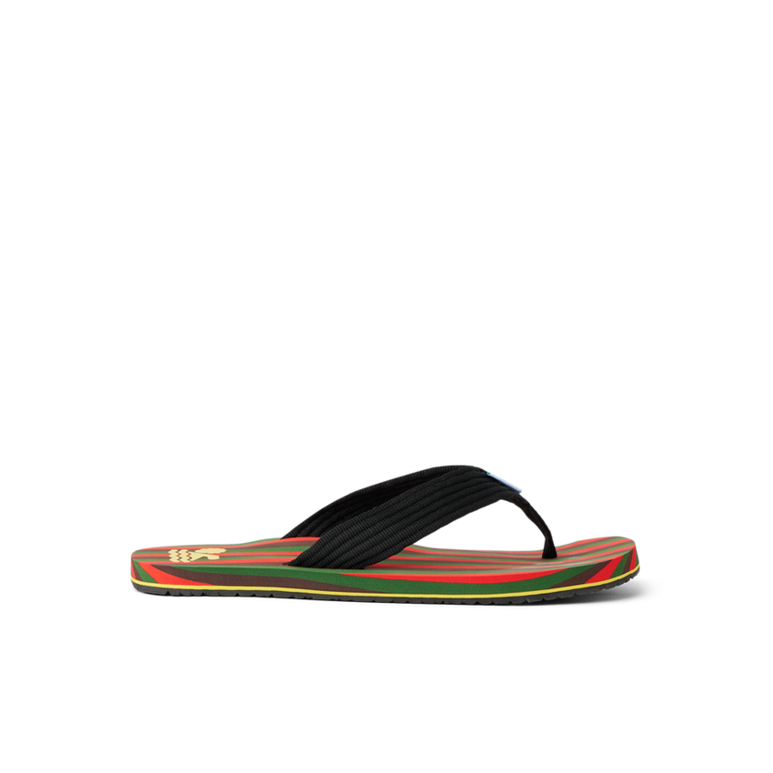 REEF X Ebony Beach Club Original Stripes - Ebony Red Green Brown - Right Side View