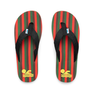 REEF X Ebony Beach Club Original Stripes - Ebony Red Green Brown - Top View