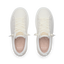 Top view of white Neptune Alana women's sneakers with textile upper, showing laces and cushioned insole for comfort.