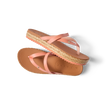 Vista Carmen women's sandals with light pink straps, right sandal facing up, left sandal showing sole, beach-inspired comfort design.